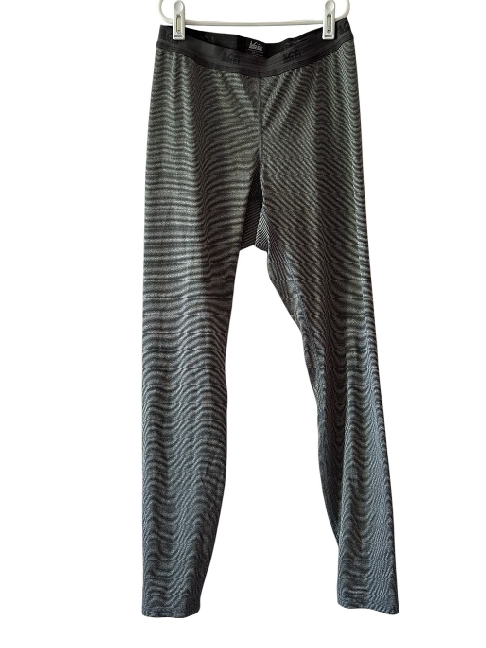 REI  Midweight Base Layer Bottoms Gray Stripe Made in USA Thermal Women's S